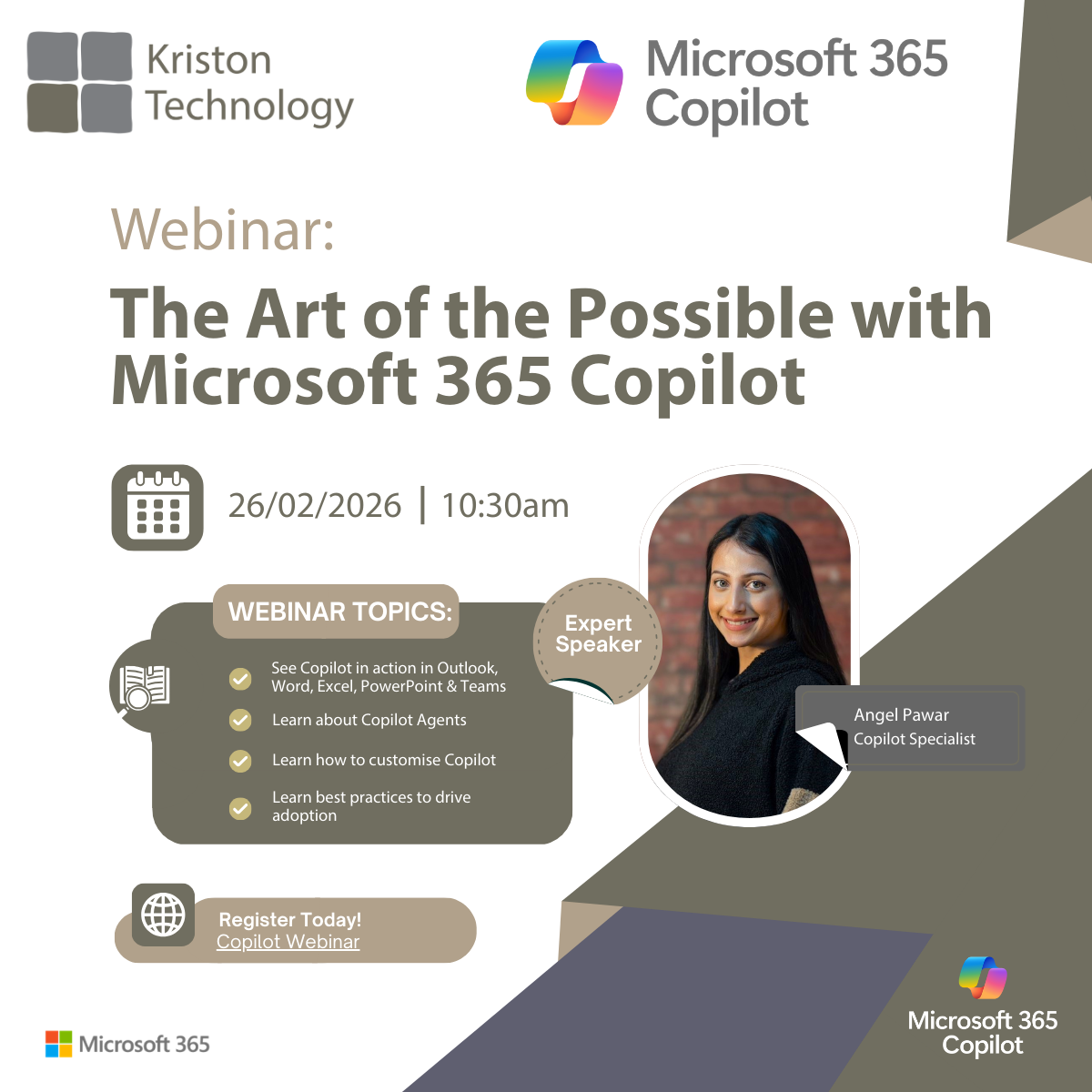 Microsoft Copilot Event-Feb26 - Kriston Technology Join us for a practical demonstration of how Microsoft 365 Copilot can save you hours in your week.